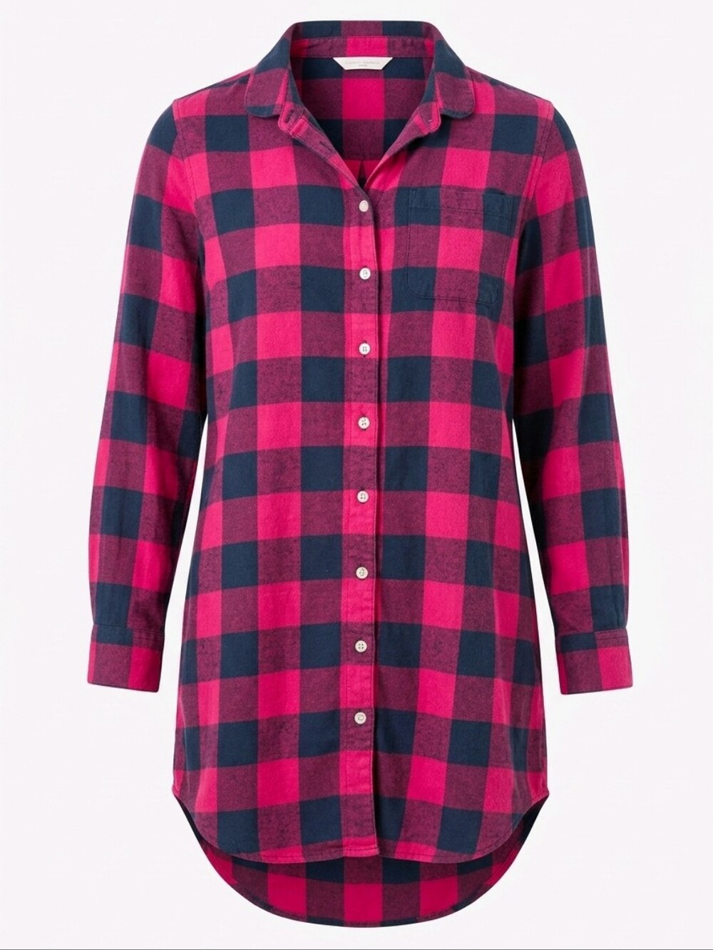 Lands' End Women's Plaid Button-Down Flannel Night Shirt